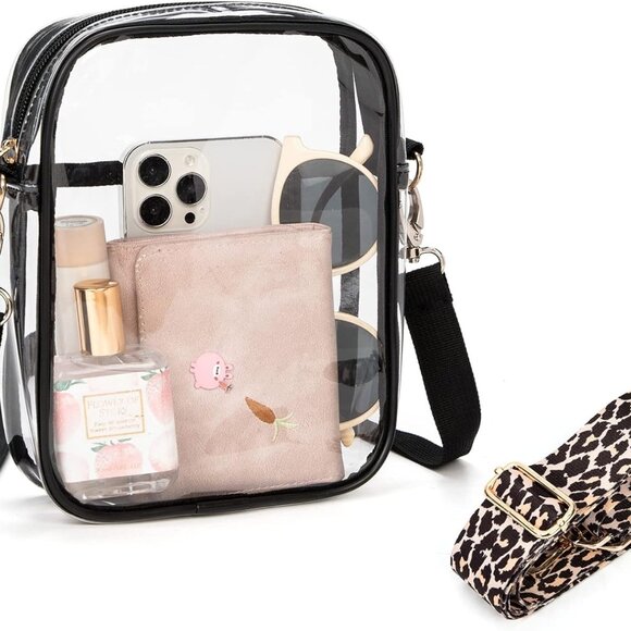 Clear Crossbody Bag, Stadium-Approved PVC Clear Purse, Transparent Messenger Bag